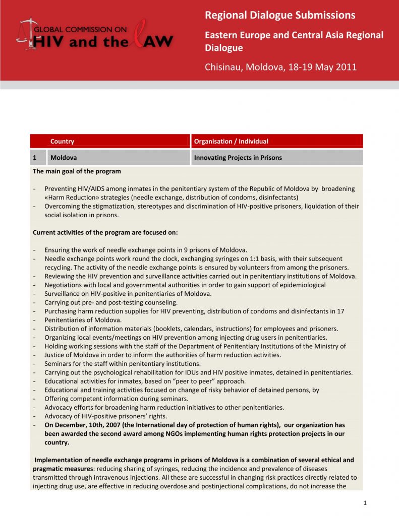 Compilation of submissions Eastern Europe and Central Asia Regional ...